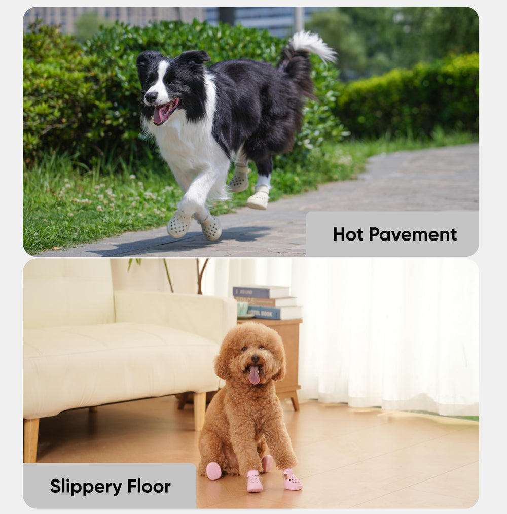 PawPosh dog shoes non-slip-grip provide stable footing on icy or slick pavement.