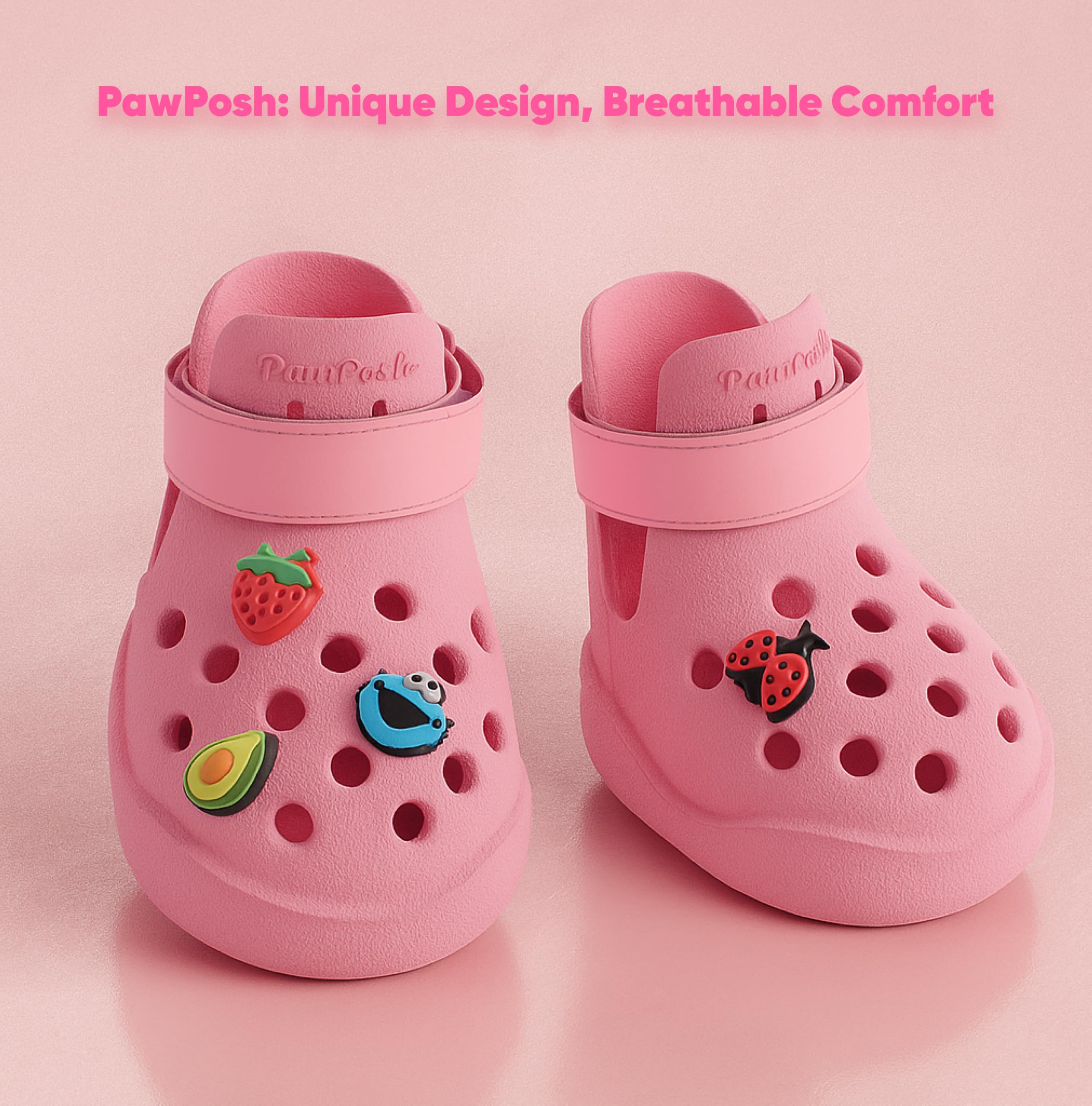 PawPosh perforated vents keep paws cool during outdoor walks.
