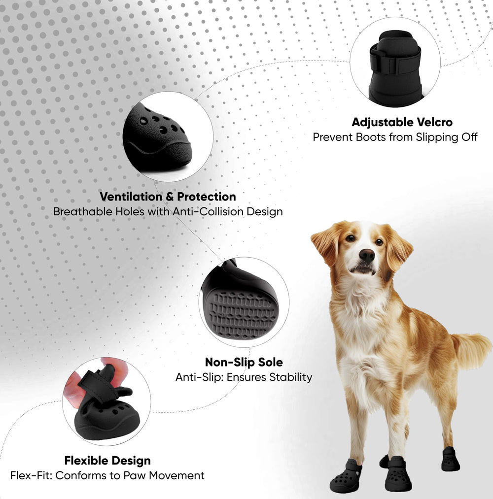 PawPosh waterproof dog shoes protect paws during rain, mud, and puddle-filled walks.