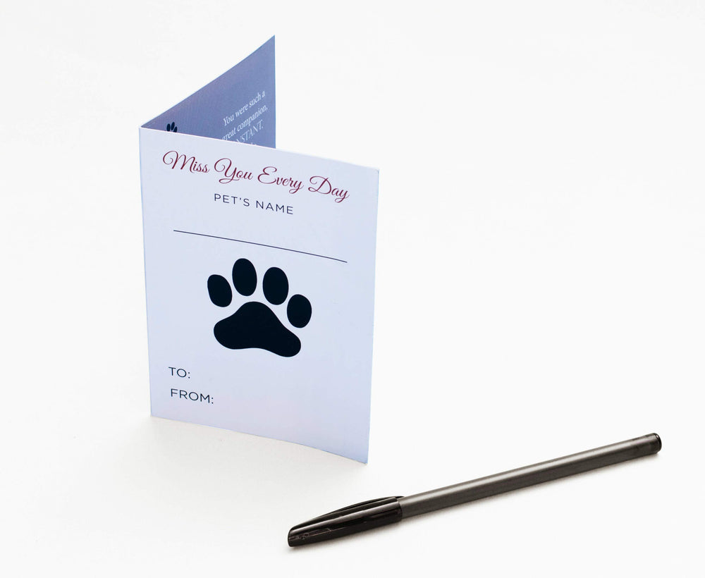 Pawprints Left By You memorial blanket gift packaging with condolence card