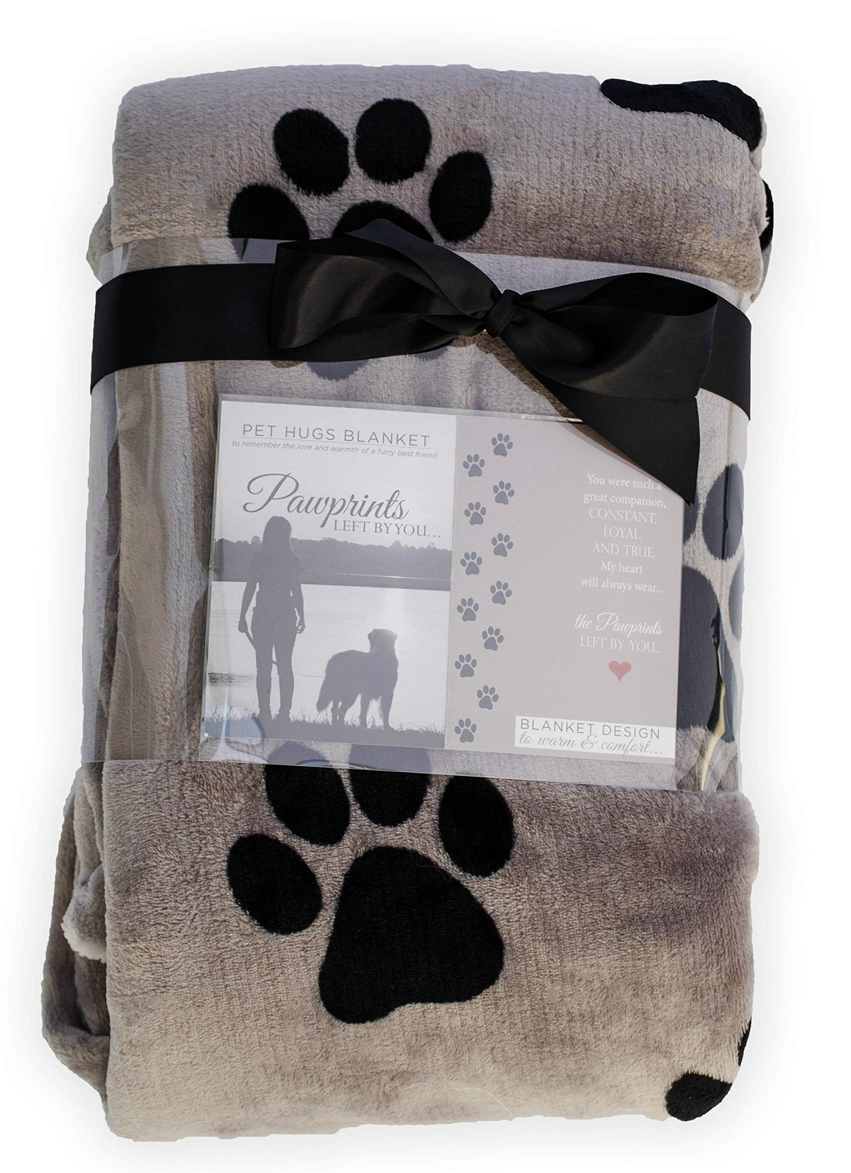 Pawprints Left By You memorial blanket closeup showing sentimental design and soft texture