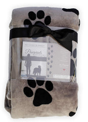 Pawprints Left By You memorial blanket closeup showing sentimental design and soft texture