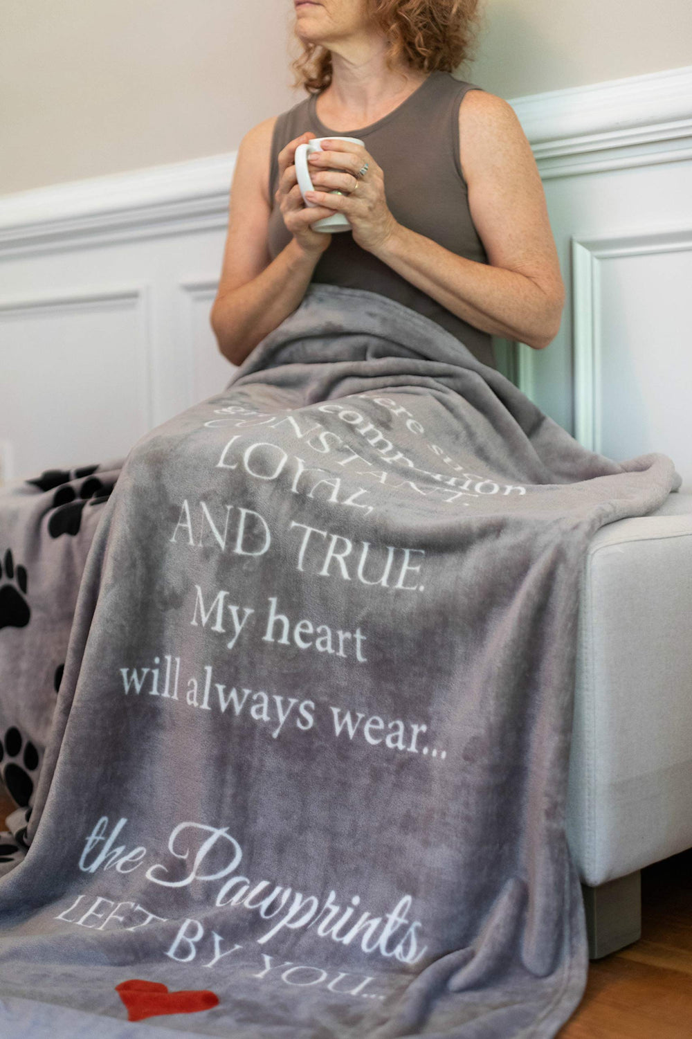 Pawprints Left By You memorial blanket packaged with condolence card ready to gift
