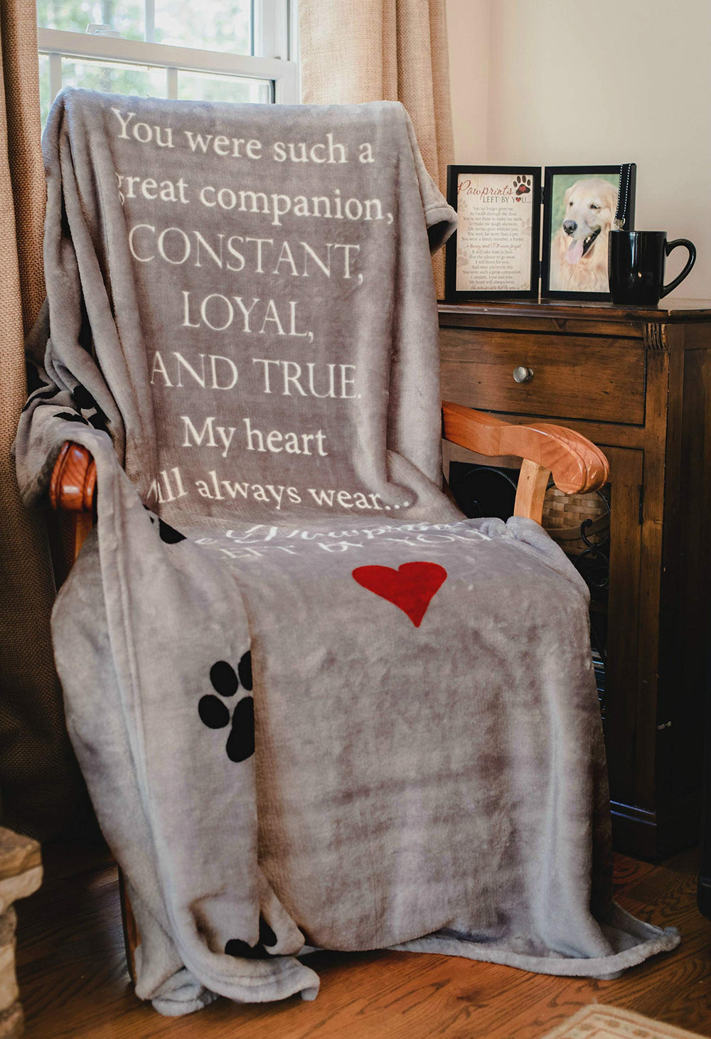 Pawprints Left By You memorial blanket outdoor relaxation scene evokes lasting memory