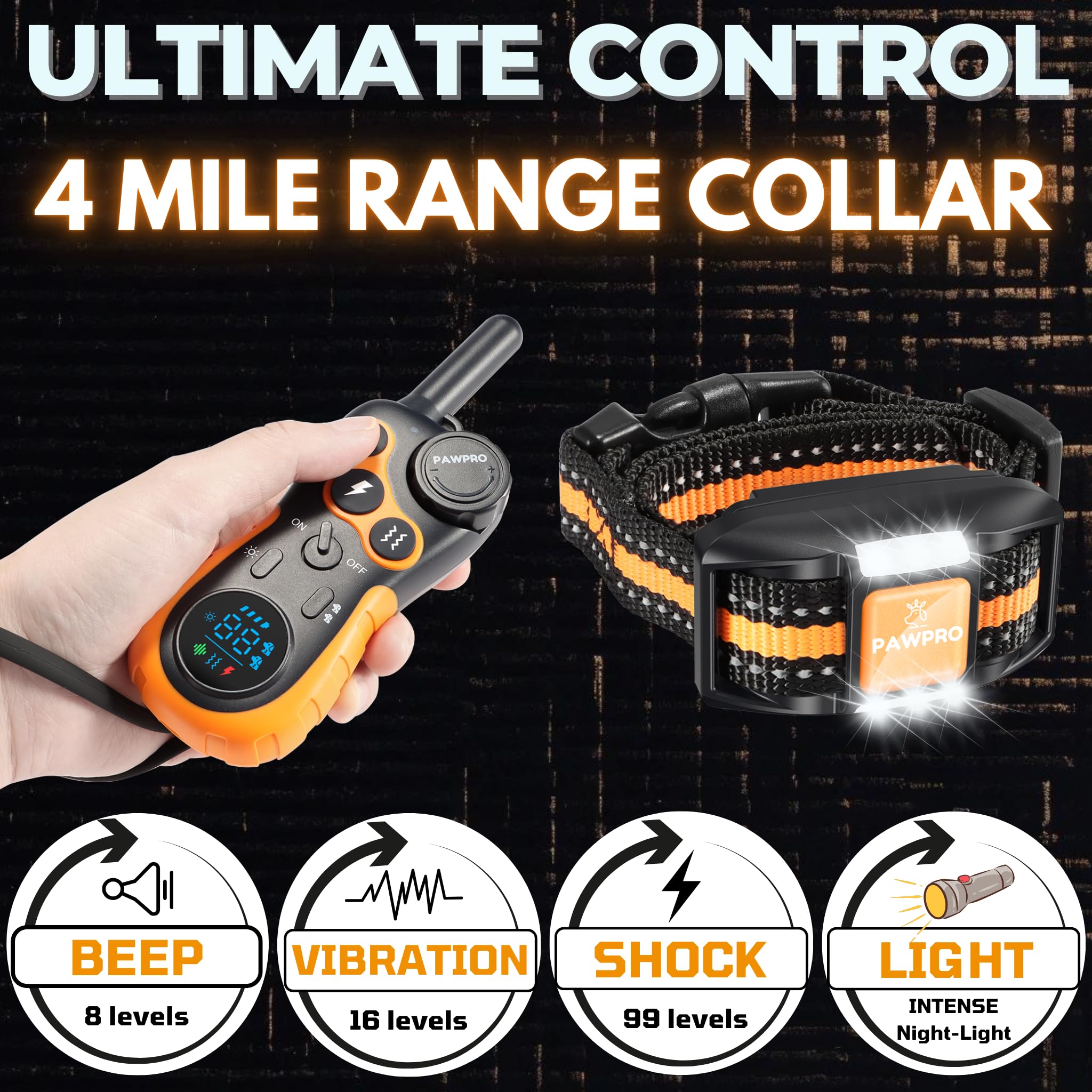 PAWPRO 4-mile range remote enabling long-distance recall during outdoor adventures