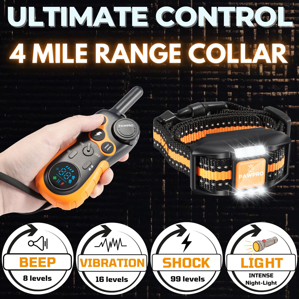PAWPRO 4-mile range remote enabling long-distance recall during outdoor adventures