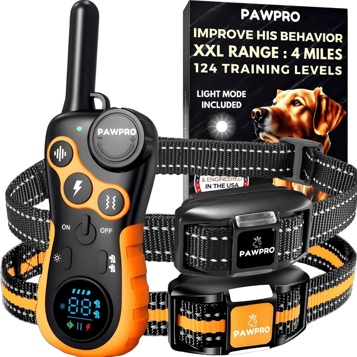 PAWPRO dog shock collar remote 4-mile range for off-leash training.