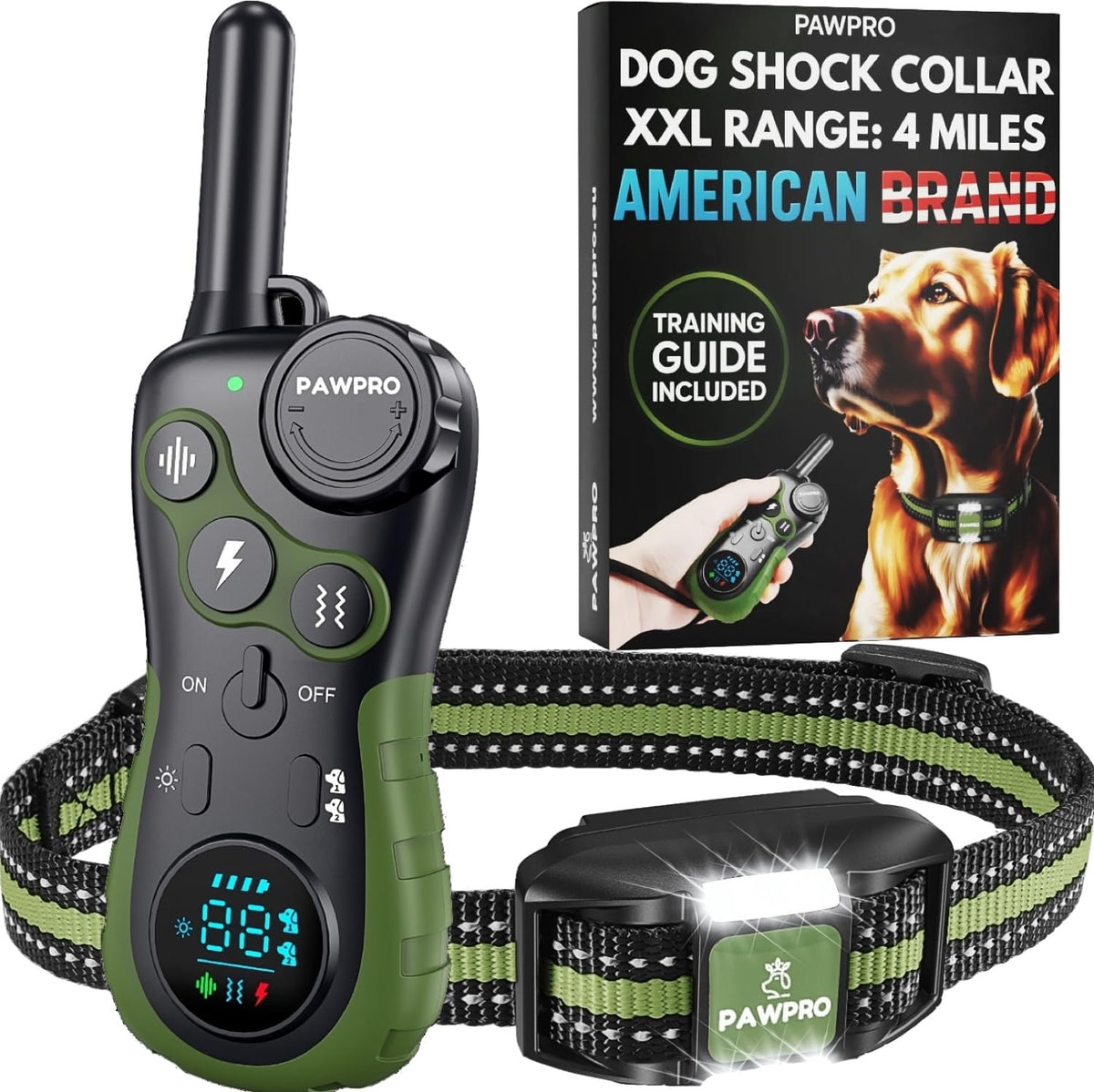 PAWPRO dog shock collar remote with 4-mile range for reliable off-leash control