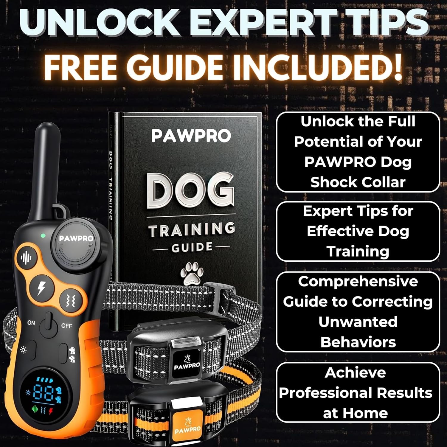 PAWPRO IPX7 waterproof collar handles rain and mud.