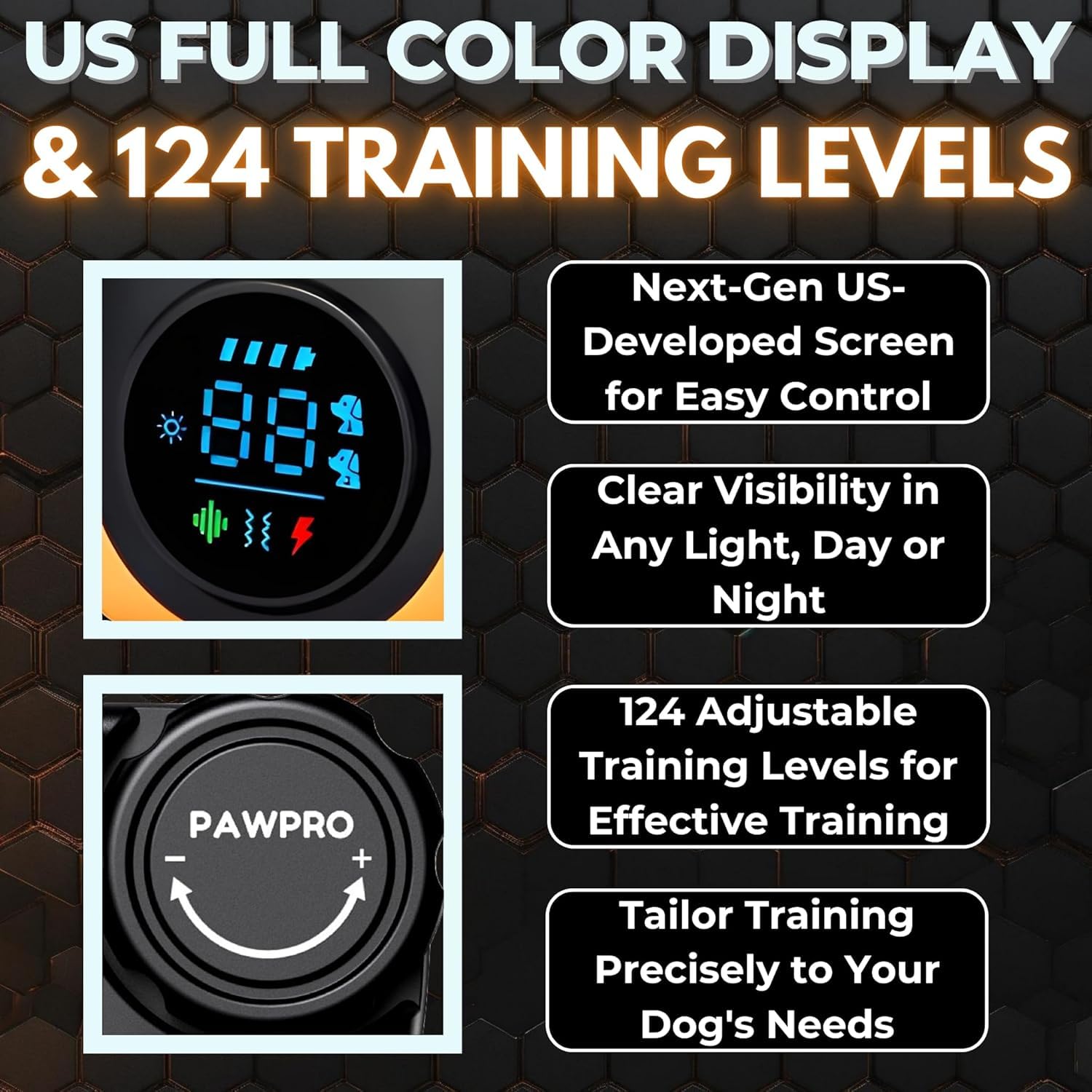 PAWPRO night-light mode enhances visibility during low-light sessions.