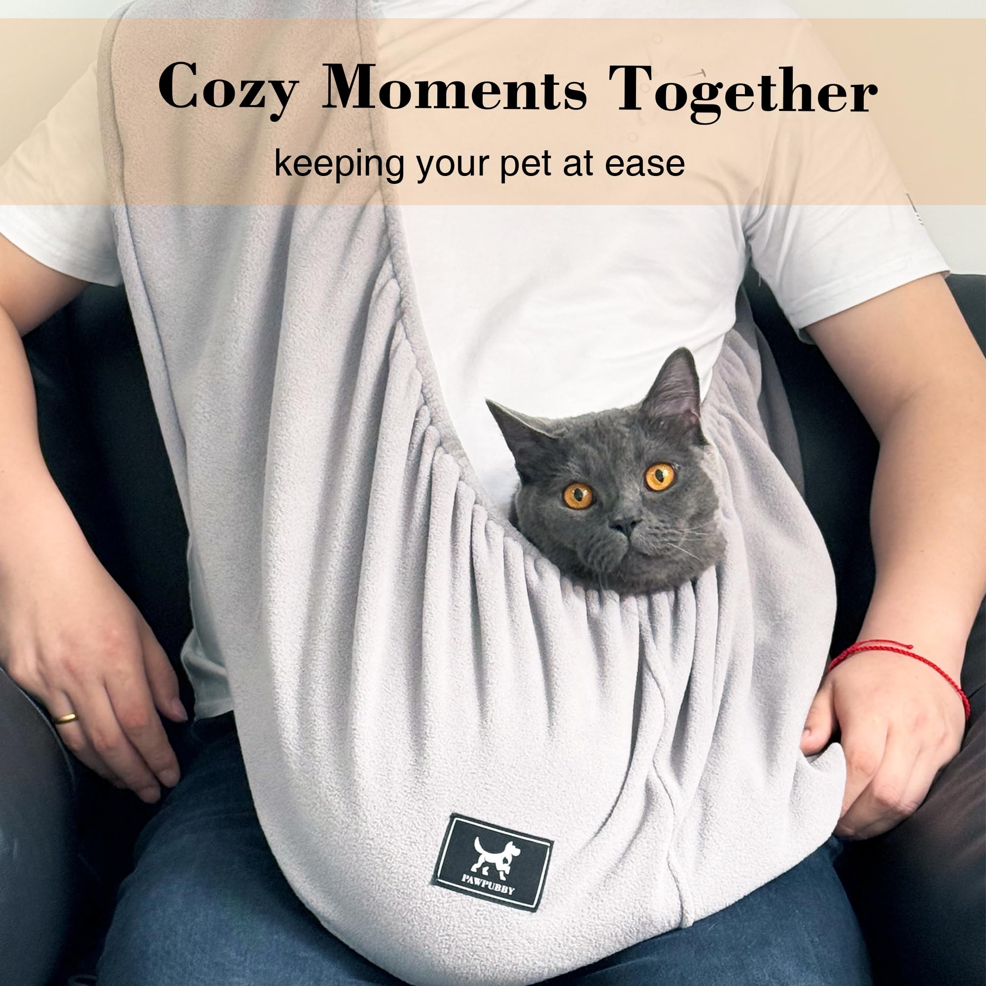 PAWPUBBY cat sling-light-gray-color showcases stylish, unobtrusive home accessory.