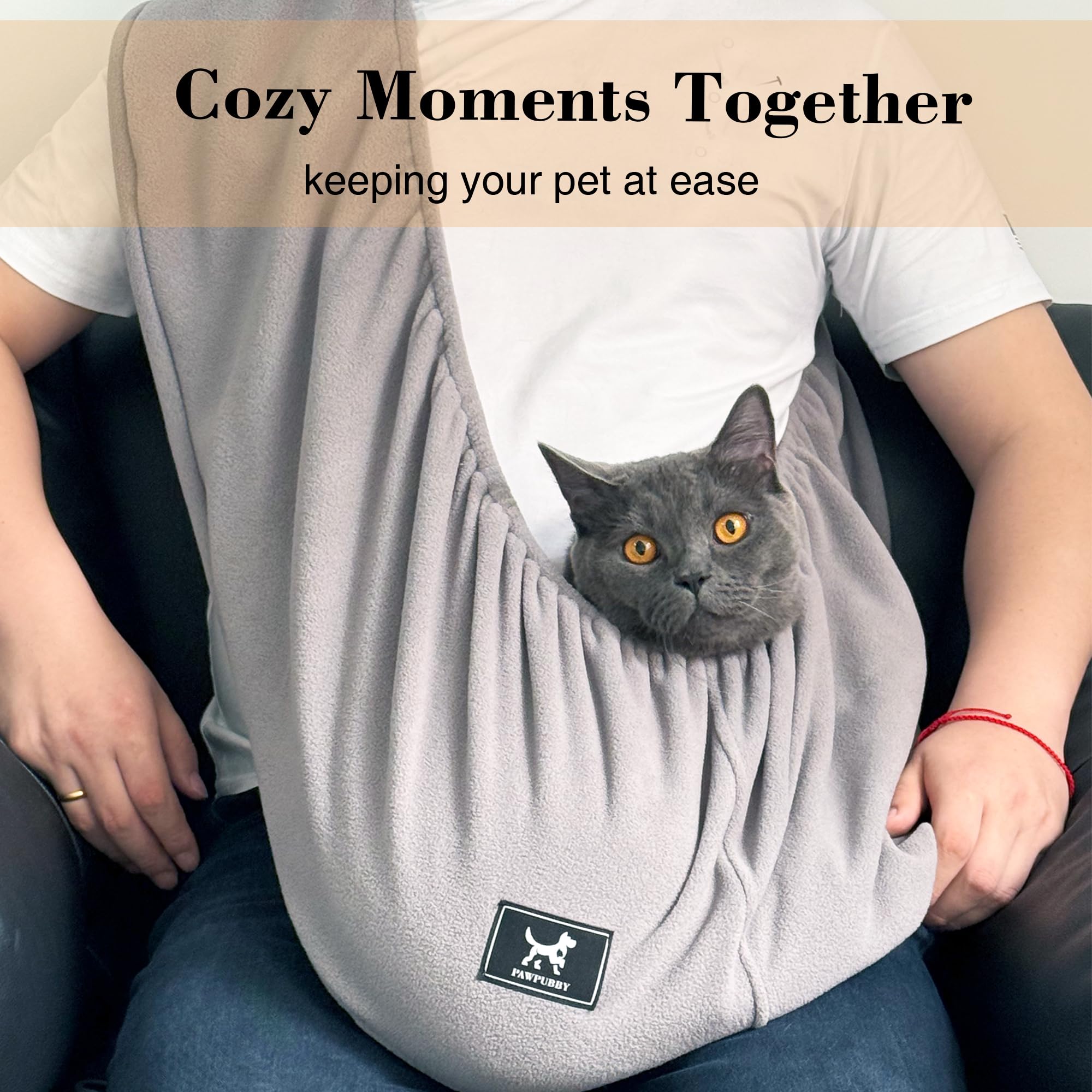 PAWPUBBY cat sling ideal for small dogs during cuddling at home.