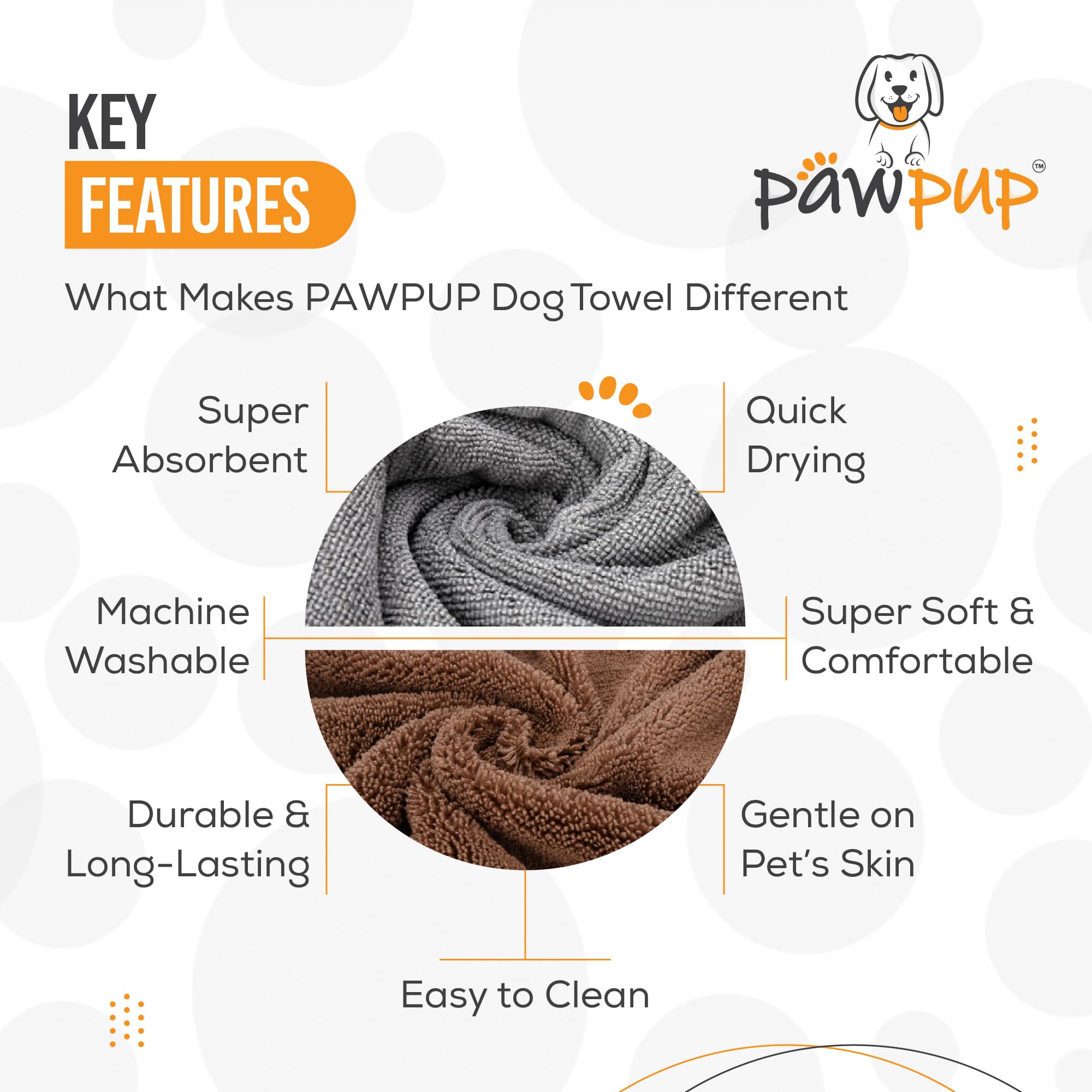 PAWPUP lightweight towel is travel-ready for on-the-go drying.