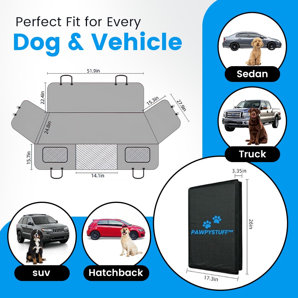 PAWPYSTUFF waterproof dog seat cover protects seats from dirt and fur