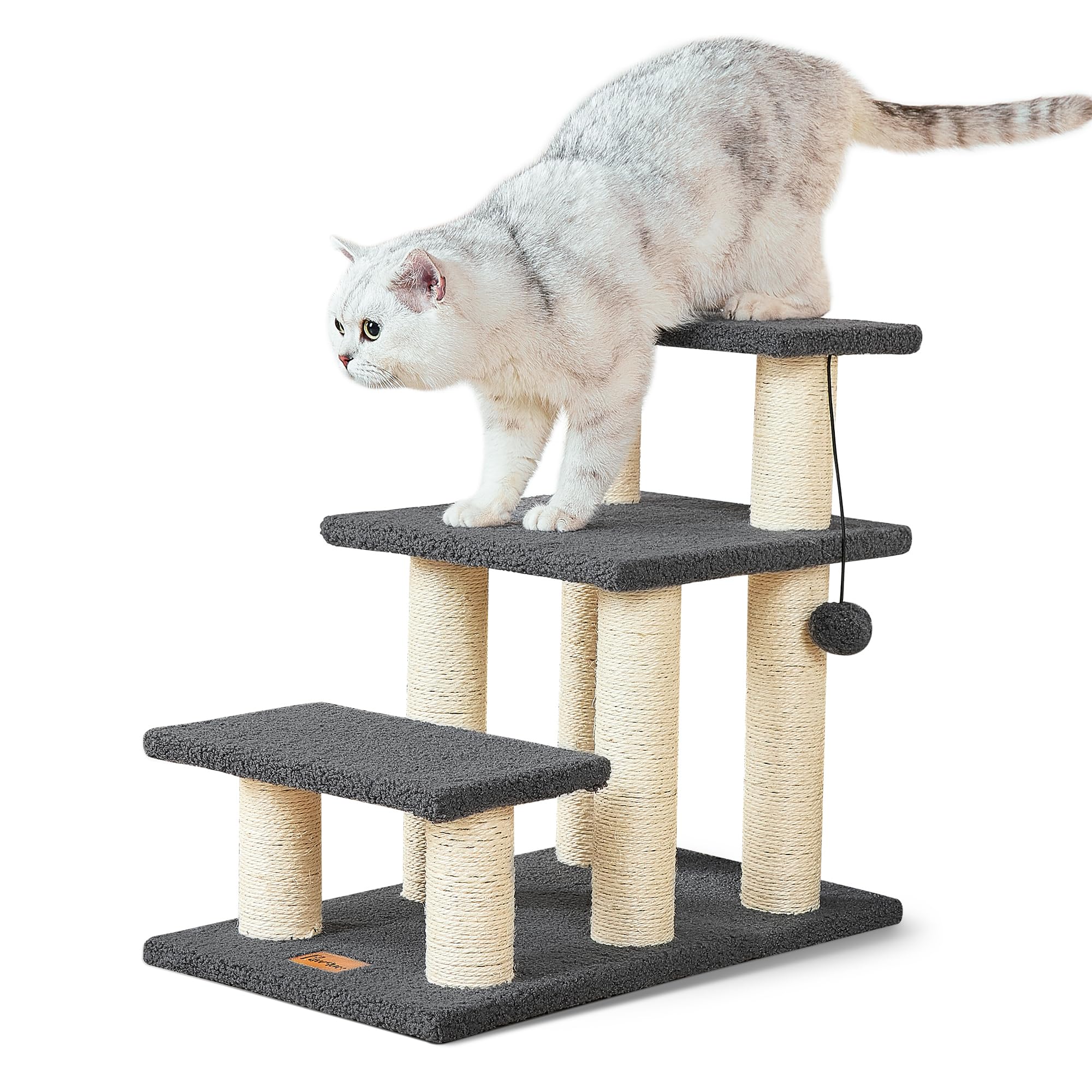 Pawque dog stairs grey wide base for easy bed access