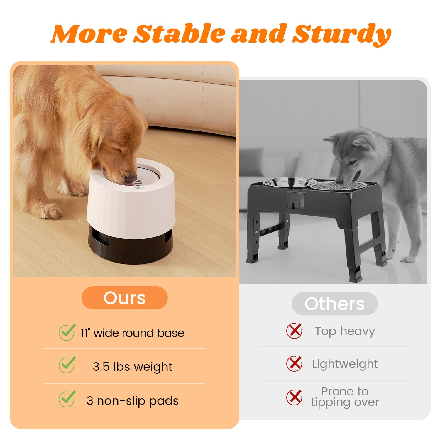 Pawque raised 95oz stable base prevents tipping during meals