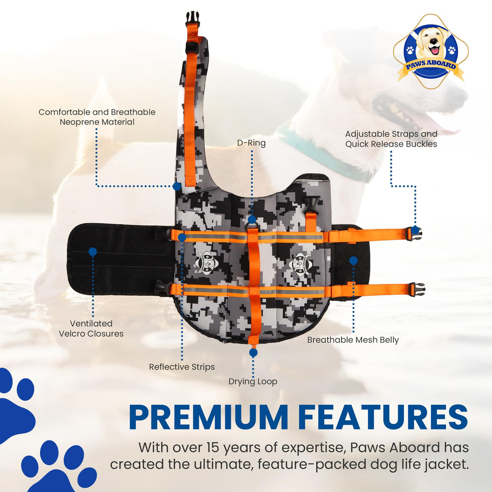 Paws Aboard dog life jacket breathable mesh belly keeps dogs cool