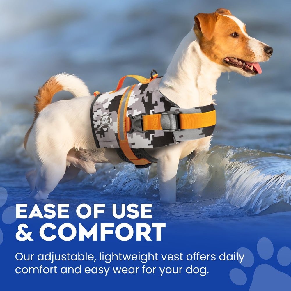 Paws Aboard breathable mesh belly keeps dogs cooler during long water play sessions.