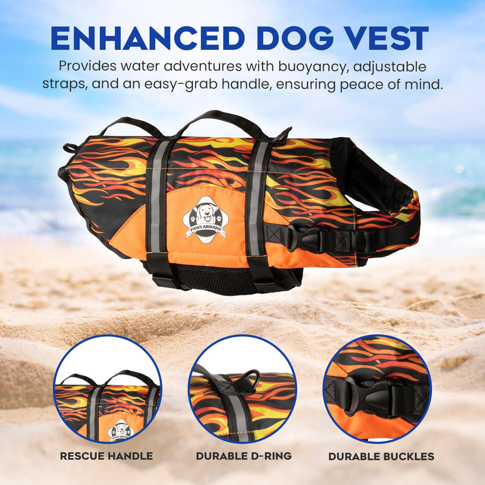 Paws Aboard vest grab handle aids quick rescue and easy control on the water