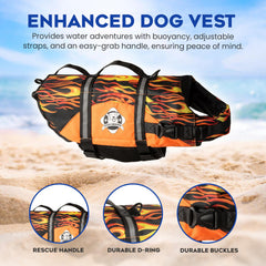 Paws Aboard vest grab handle aids quick rescue and easy control on the water
