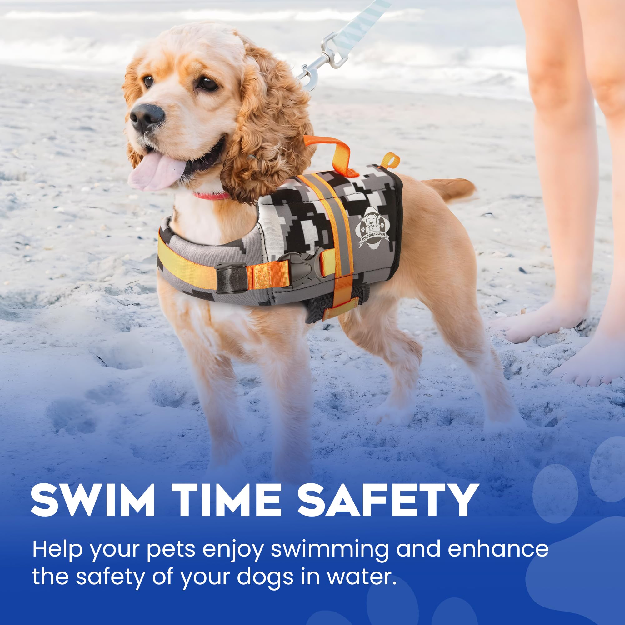 Paws Aboard grab handle supports quick retrieval in choppy water.