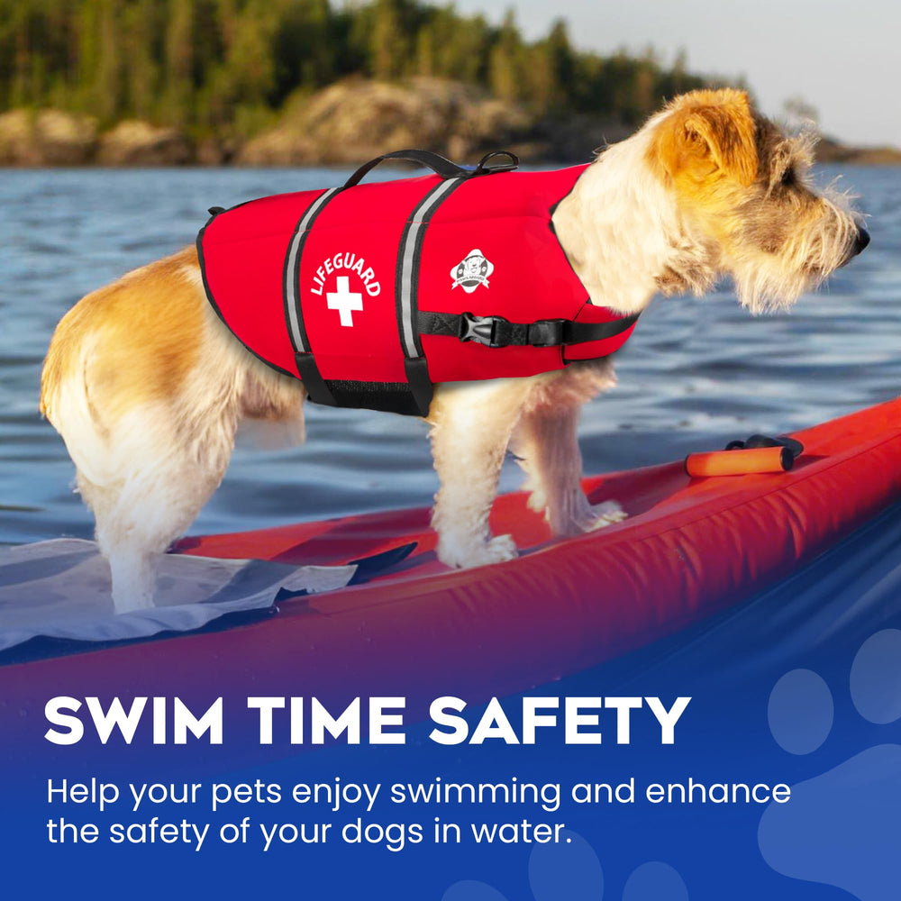 Paws Aboard life jacket grab handle allows quick retrieval from water