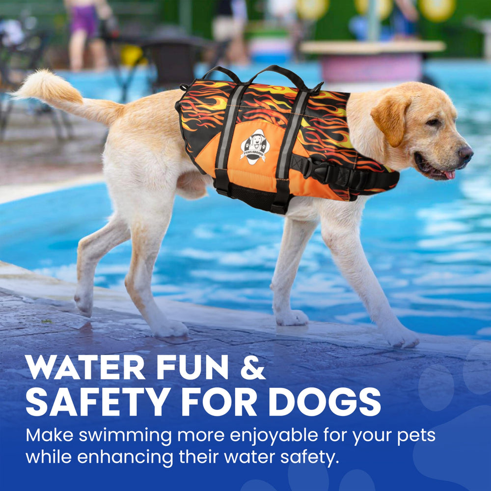 Paws Aboard life jacket available in multi-color patterns for stylish safety