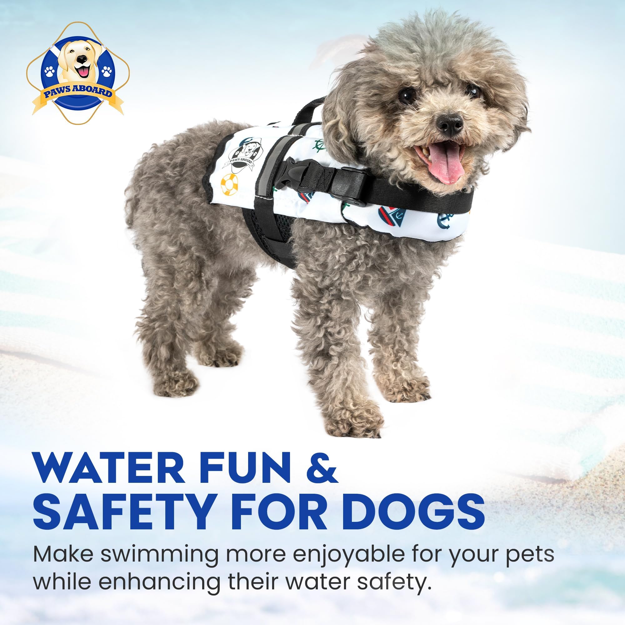 Paws Aboard nautical-patterned jacket adds playful style while staying visible