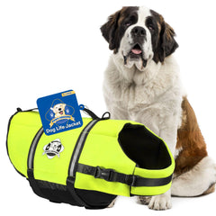 Paws Aboard dog life jacket neon-yellow side view supports safer water adventures.