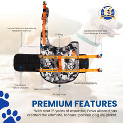 Paws Aboard dog life jacket quick-release buckles for easy on and off.