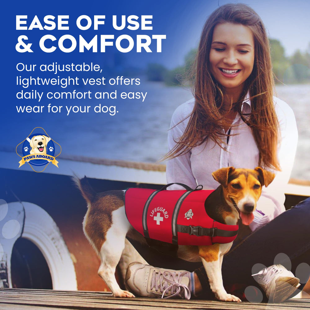 Paws Aboard dog life jacket red small breathable mesh belly to keep pets cooler