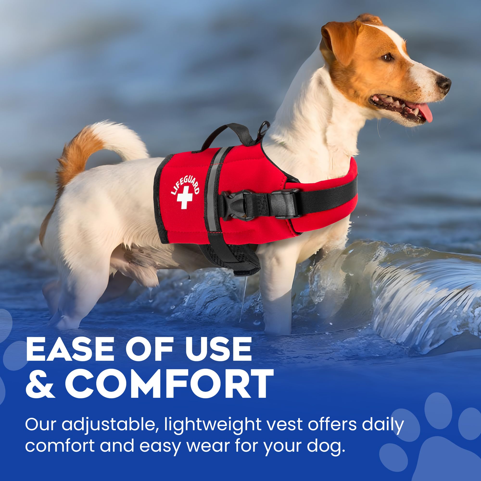 Paws Aboard dog life jacket red XX-Small adjustable straps customize fit.