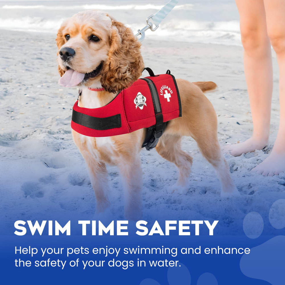 Paws Aboard dog life jacket red XX-Small breathable mesh belly keeps dog cool.