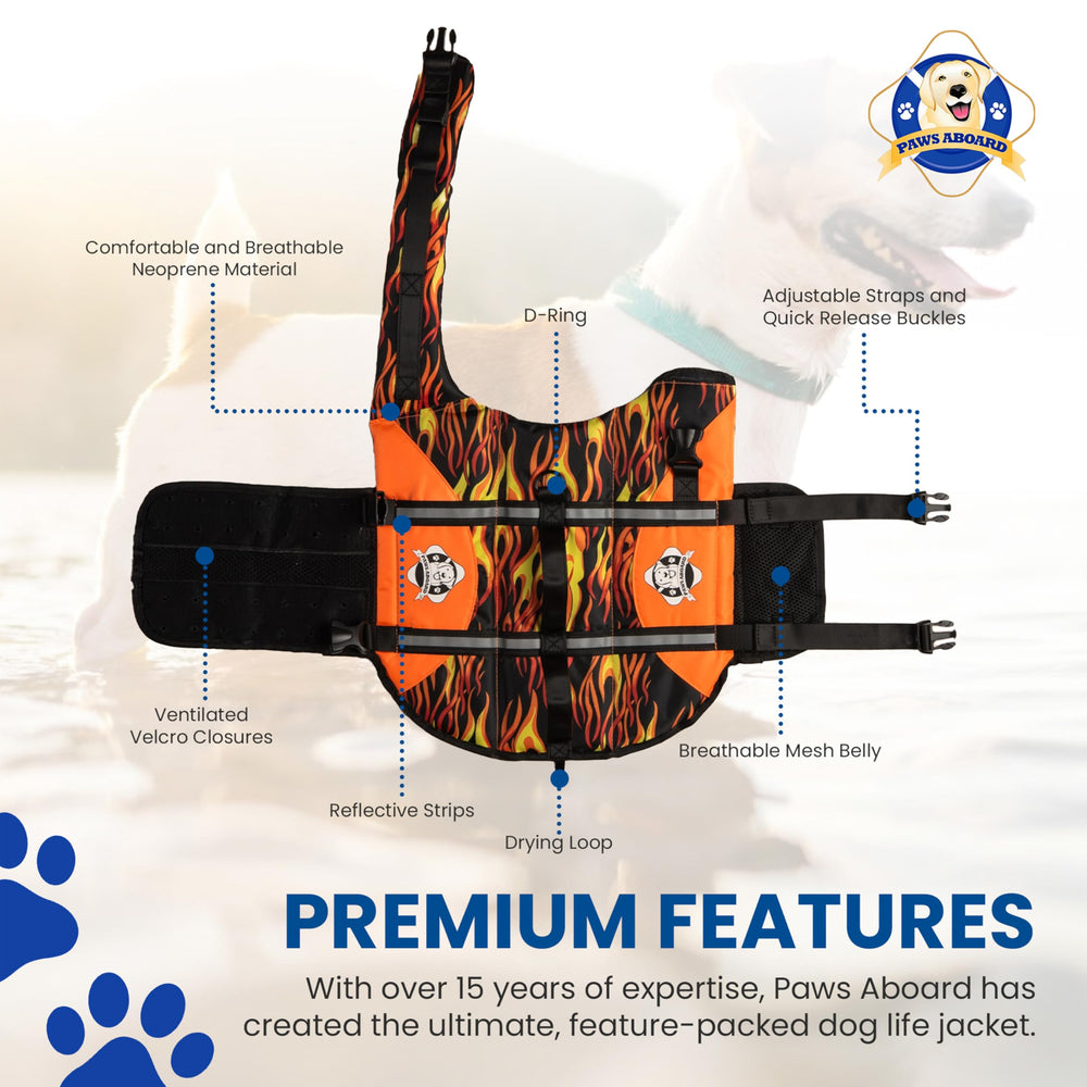 Paws Aboard life jacket with reflective strips improves visibility in low light