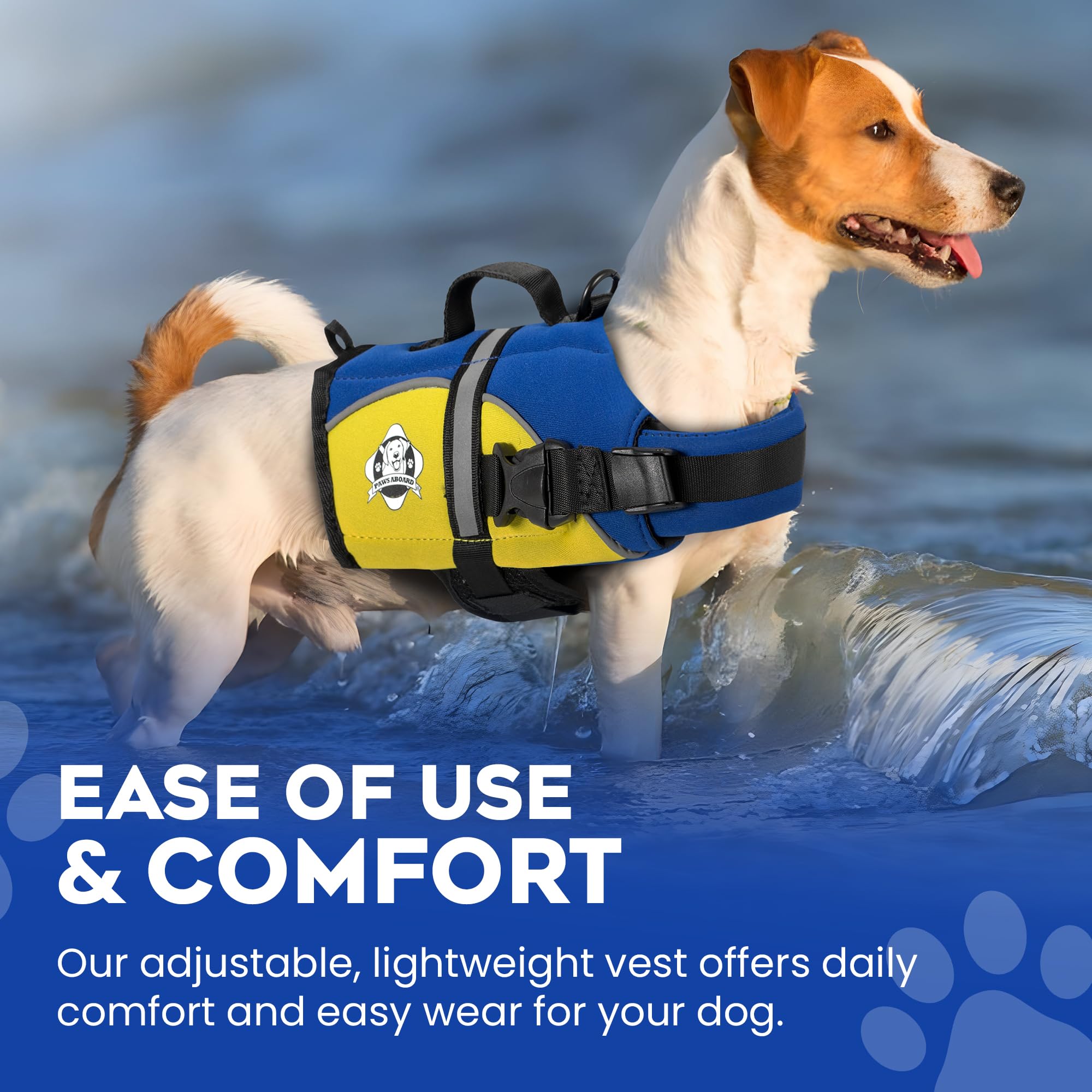 Paws Aboard grab handle enables easy retrieval if needed.