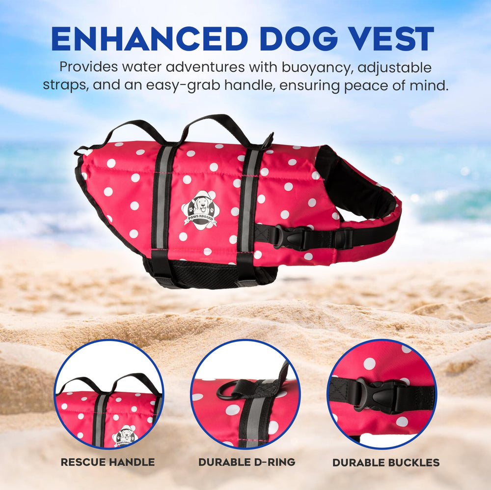 Paws Aboard grab handle on life jacket for easy retrieval from water