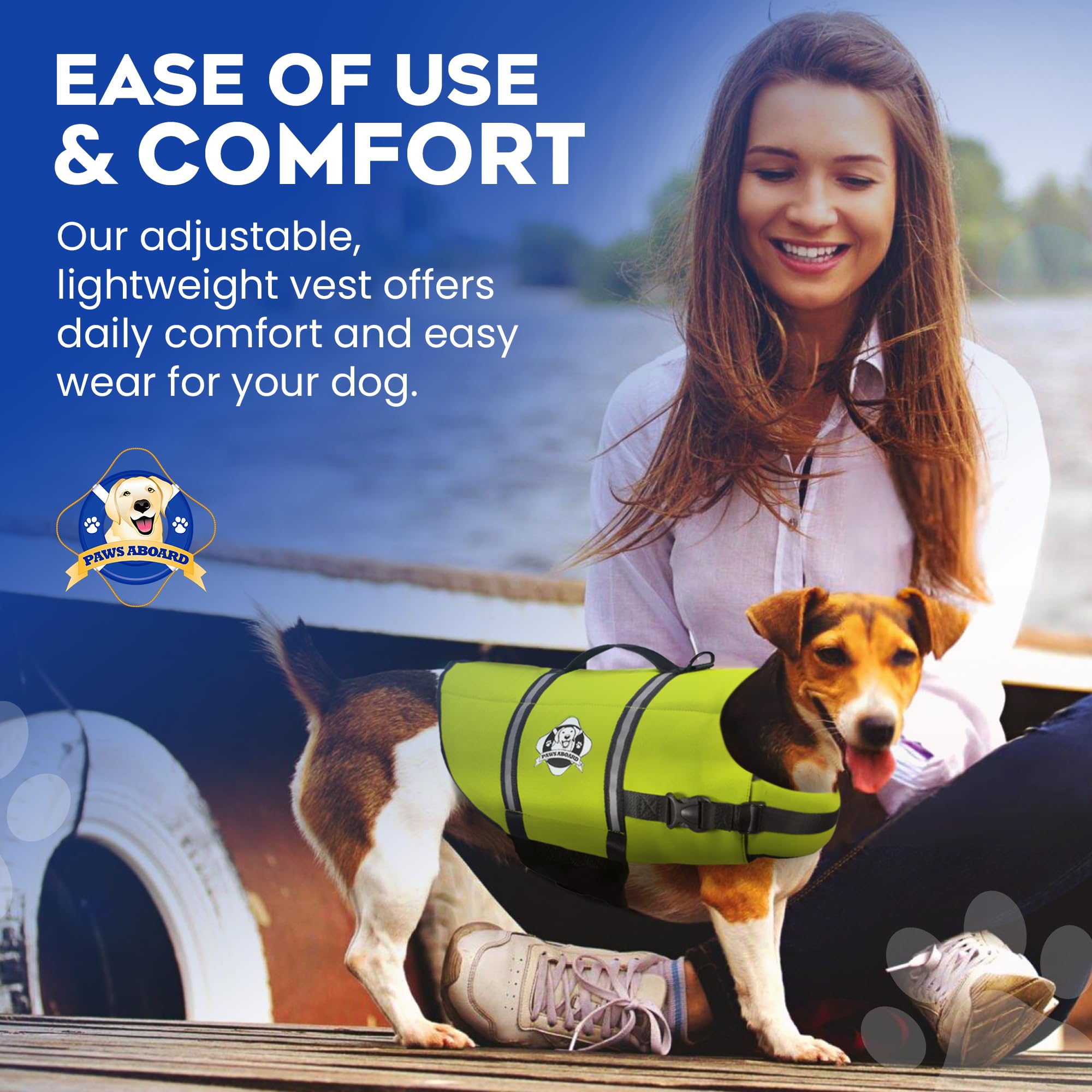 Paws Aboard life jacket offers color and pattern options to suit pets.