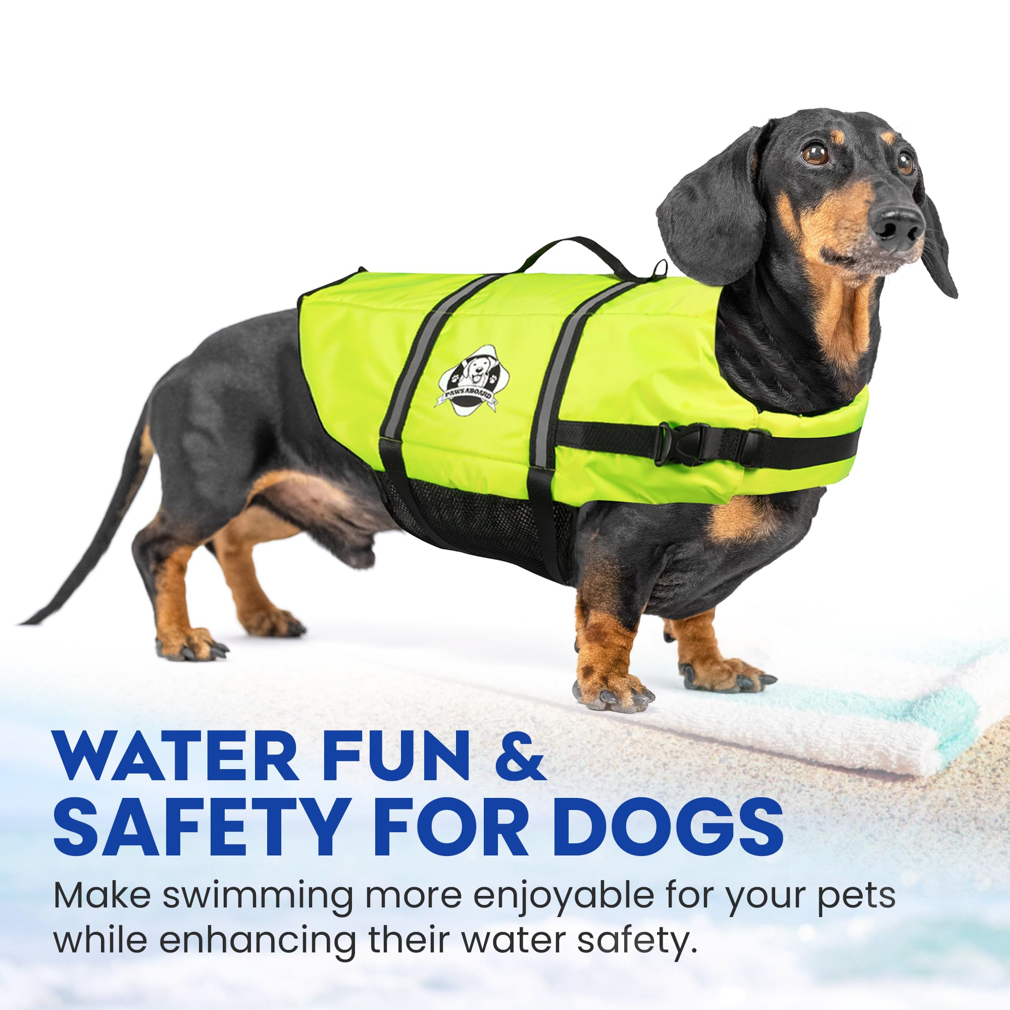 Paws Aboard life jacket size chart video guides choosing the perfect fit.