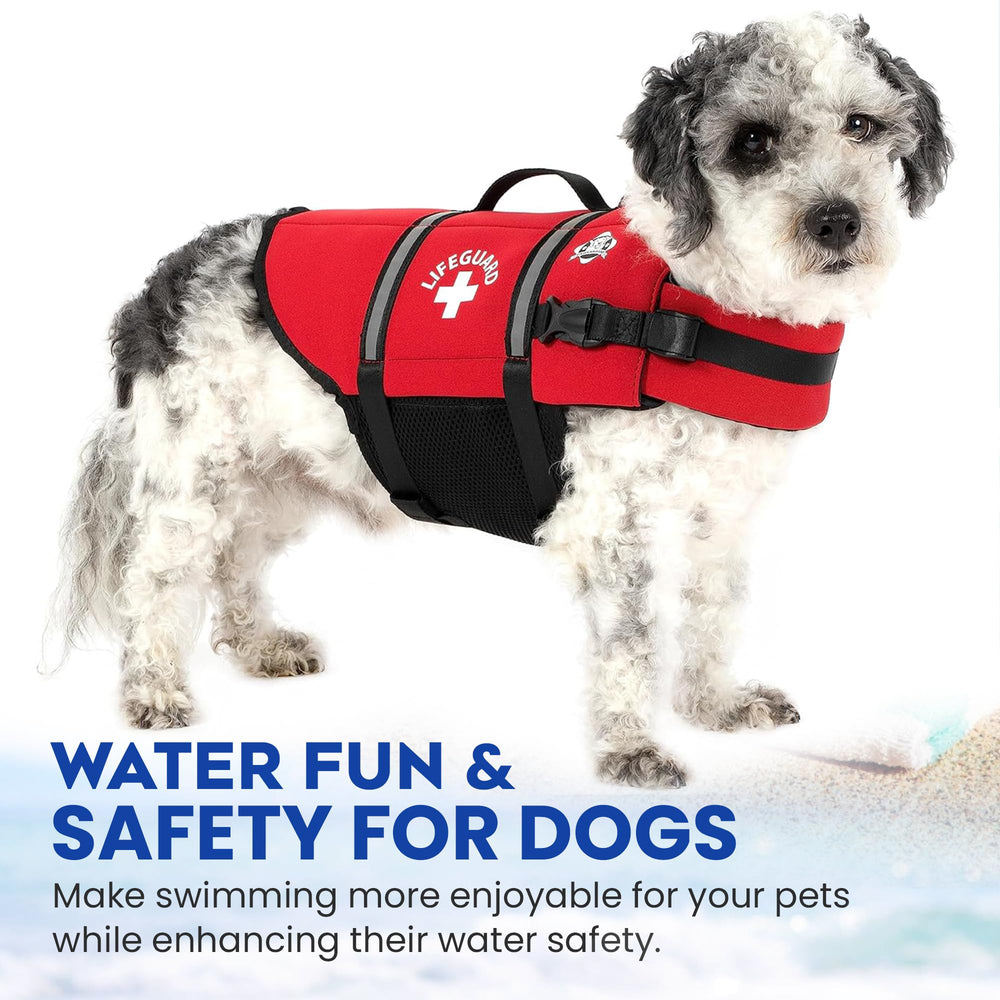 Paws Aboard size chart dog life jacket fits XXS to XL for a wide range of breeds.