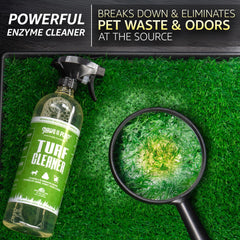 Paws and Play Turf Cleaner spray-on action demonstrates quick deodorizing on artificial grass