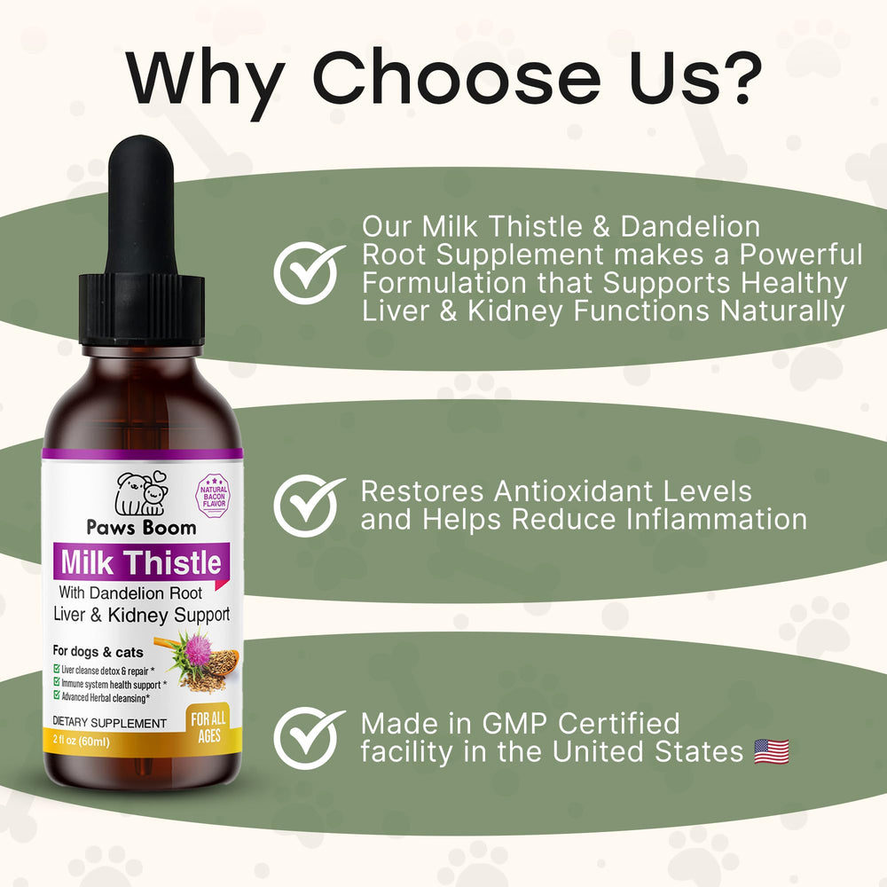 Paws Boom natural vitamins bottle for pet wellness with herbal blend.