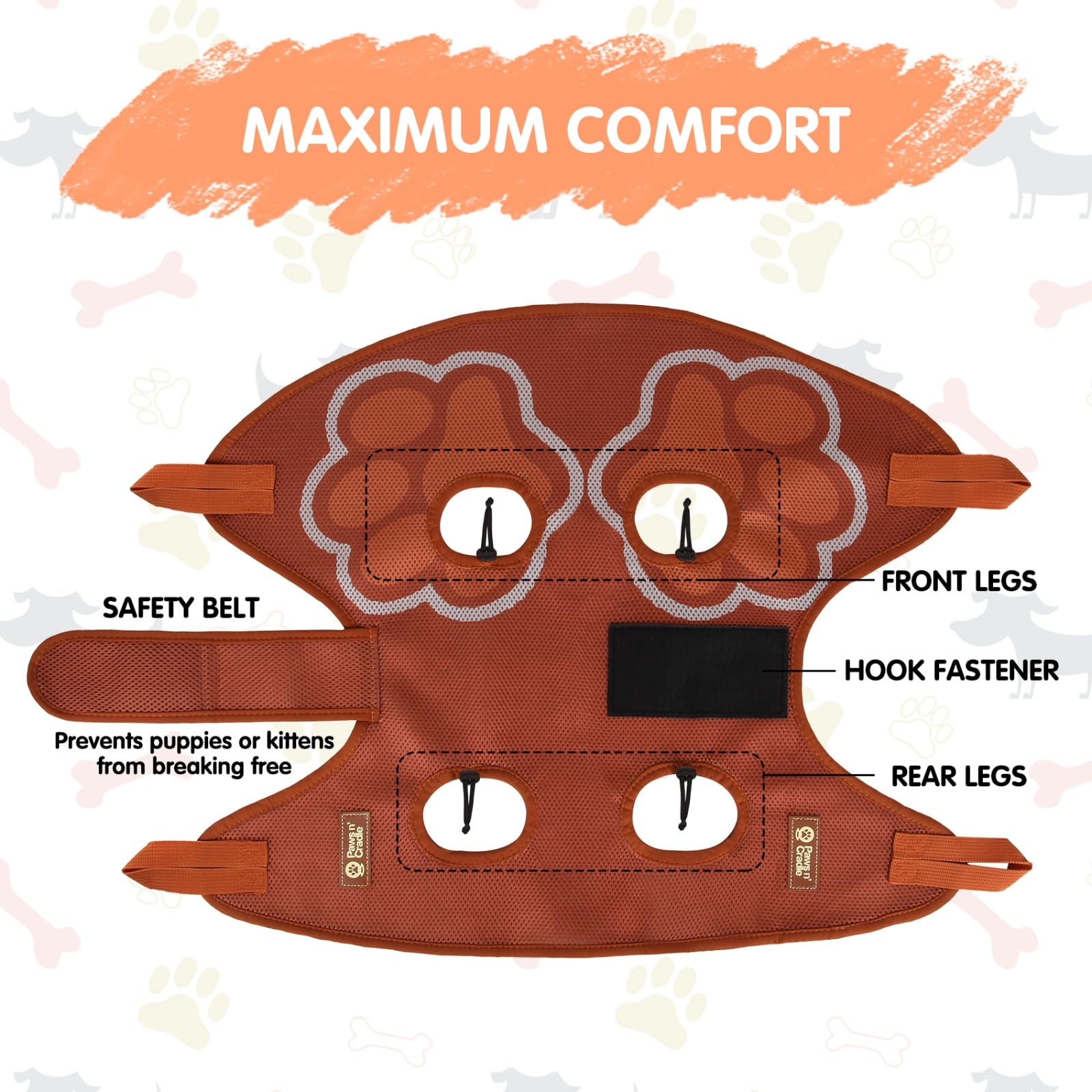 Paws n' Cradle durable fabric with reinforced stitching supports lasting use.