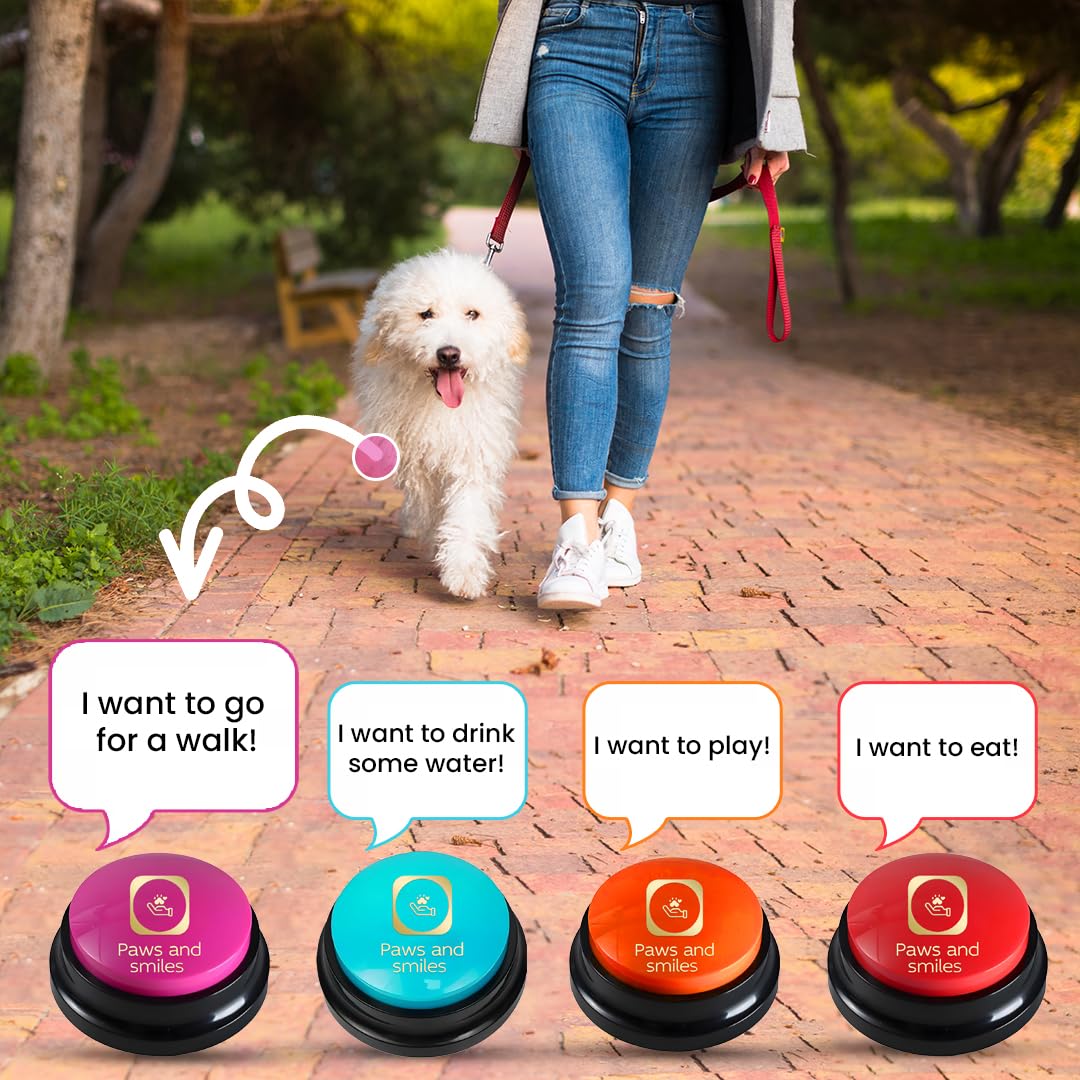 Paws & Smiles dog talking buttons pink color for interactive play and learning