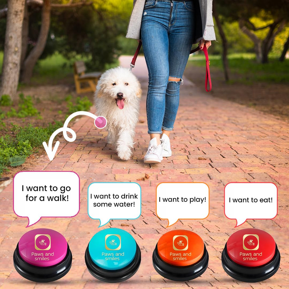 Paws & Smiles dog talking buttons pink color for interactive play and learning