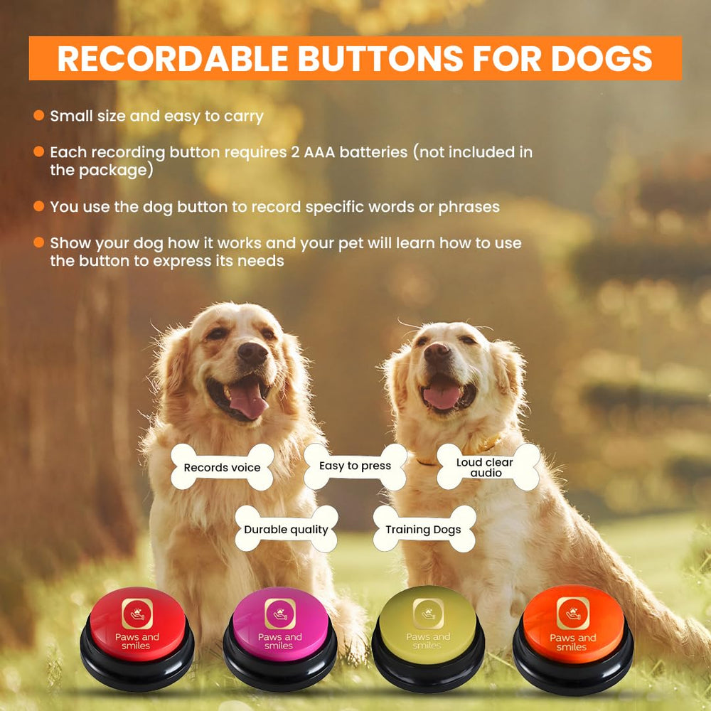 Paws & Smiles dog talking buttons red color assists command training