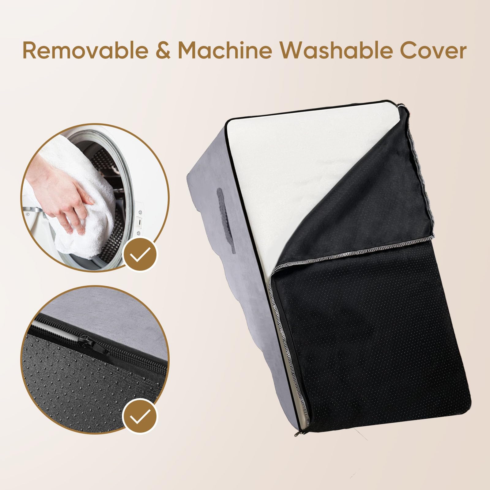 PAWSCART dog-stairs-cleanable-cover emphasizes easy machine-washable cover maintenance