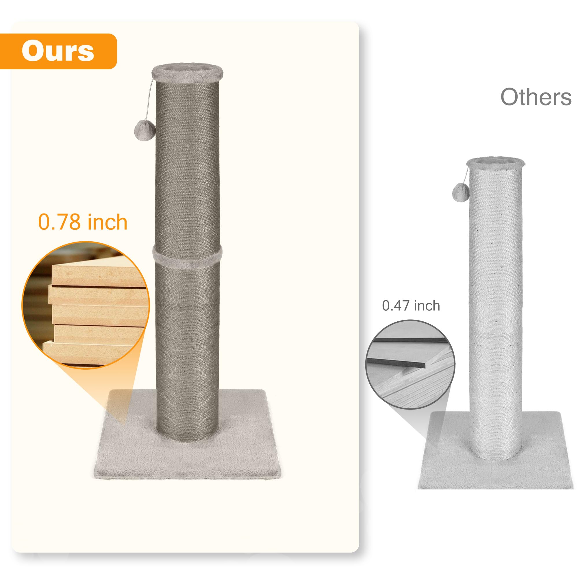 PAWSCRAT natural sisal rope scratches effectively while keeping debris away for a cleaner home.