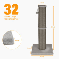 PAWSCRAT 32-inch sisal rope scratching post keeps claws healthy with durable, natural material.