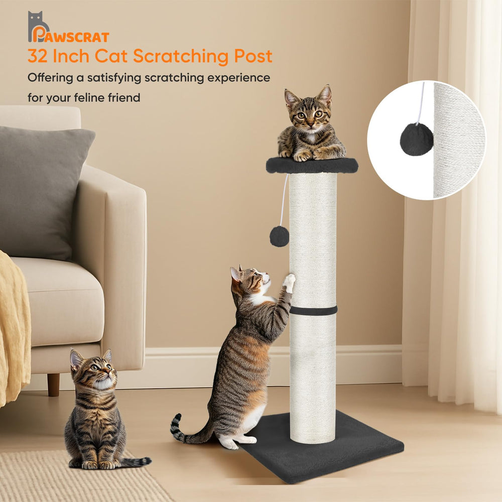 PAWSCRAT natural sisal rope detail shows durable scratching surface for indoor cats