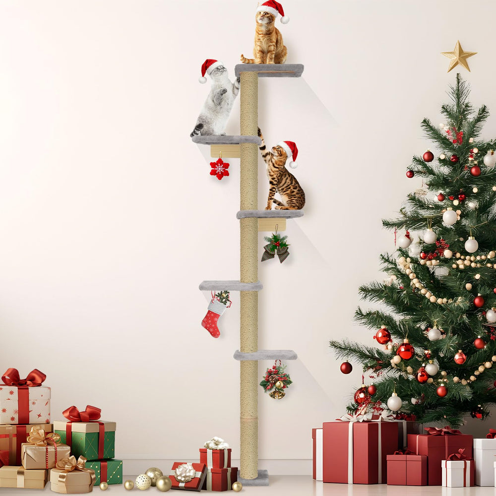 PAWSCRAT 5-tier design overview shows space-saving vertical playground for curious indoor cats.